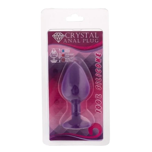 Анальная пробка CRYSTAL Purple Silicone Diamond, M