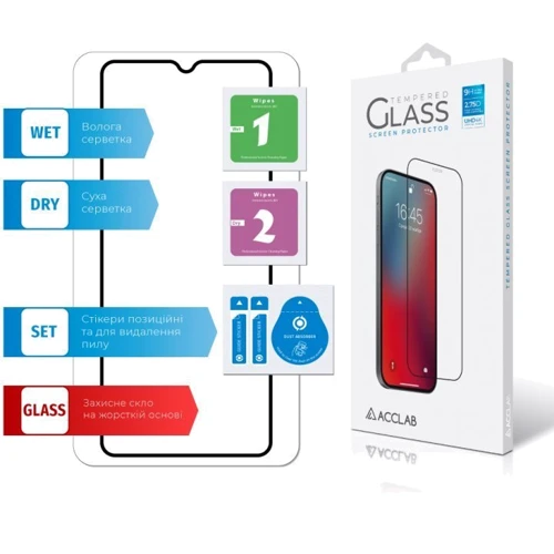 Аксесуар для смартфона ACCLAB Tempered Glass Full Glue Black для Xiaomi Redmi 12C фото 6