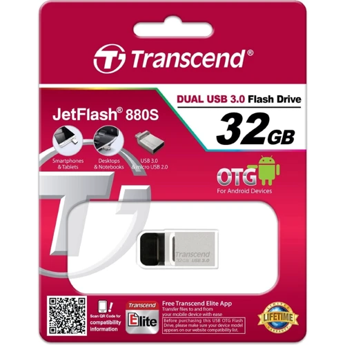USB-флешка Transcend 32GB JetFlash 880 USB 3.0/microUSB OTG Metal (TS32GJF880S): Вага 3 г