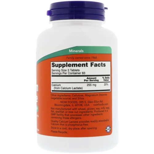 Now Foods Calcium Lactate Кальций Лактат 250 таблеток