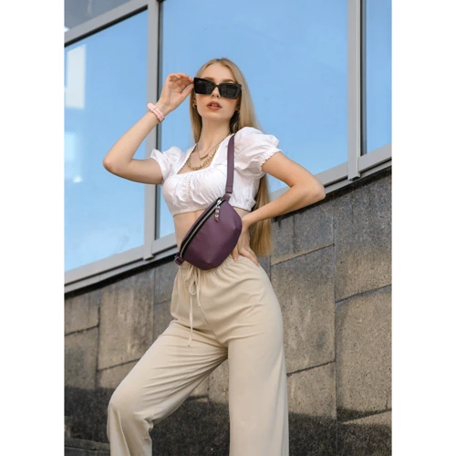 Жіноча поясна сумка Sambag Polo SQO фіолетова (86123018)