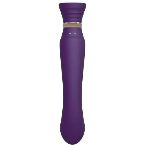 Смартвибратор 3в1 Zalo - Queen Twilight Purple, пульсирующая жемчужина и вакуум, кристалл Swarovski