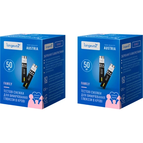 Глюкометр Тестовые полоски для измерения глюкозы в кровиLongevita Family  2х50 шт. (BS602/100): undefined undefined