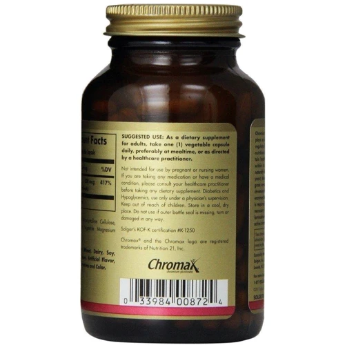 Solgar Chromium Picolinate 500 mcg 120 caps Хром пиколинат: Тип Хром