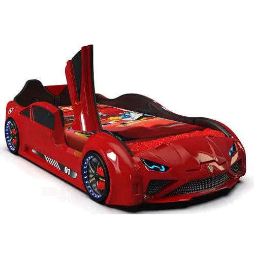 Детская кровать машина Lamborghini красная: Материал пластик