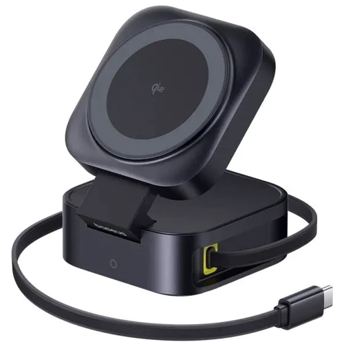 Зарядное устройство Baseus Wireless Charging Magnetic PicoGo 2in1 Qi2 67W with USB-C Cable Black (P10276800123-00) for Apple iPhone 16 I 15 I 14 I 13 I 12 series
