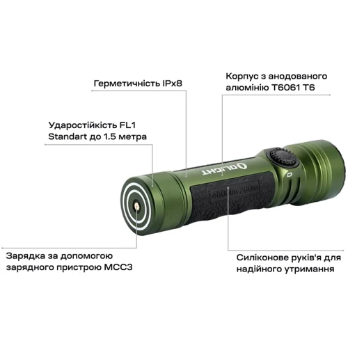 Ліхтар туристичний Olight Seeker 4 Pro CW green (2370.44.84): Сертифікат захищеності IPX8