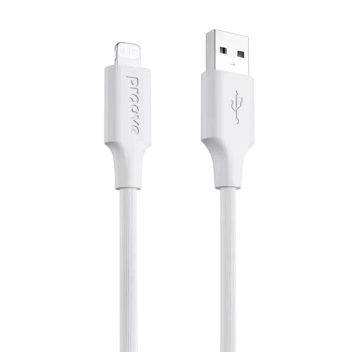 Кабель Proove USB Cable to Lightning Striped Silicone 1m White