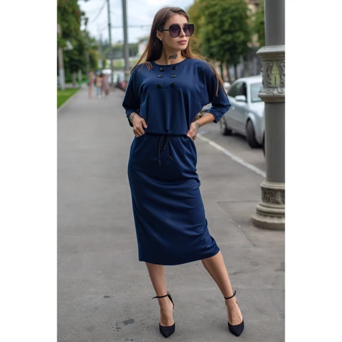 Платье FLFashion Луиза ХПЛ 3172 50 синее повседневное удлиненное миди: Вид Повседневные платья