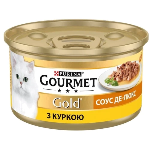 Влажный корм GOURMET Gold "Соус Де-Люкс" для взрослых котов кусочки в соусе с курицей 85 г (7613036705103): Возраст Взрослые