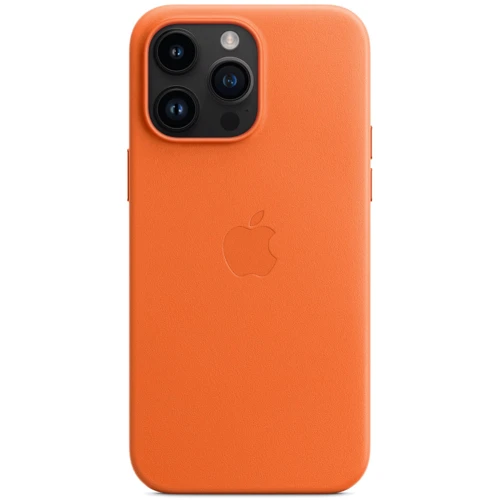 Чехол для iPhone Apple for iPhone 14 Pro Max Leather Case with MagSafe Orange (MPPR3) : Материалы кожа