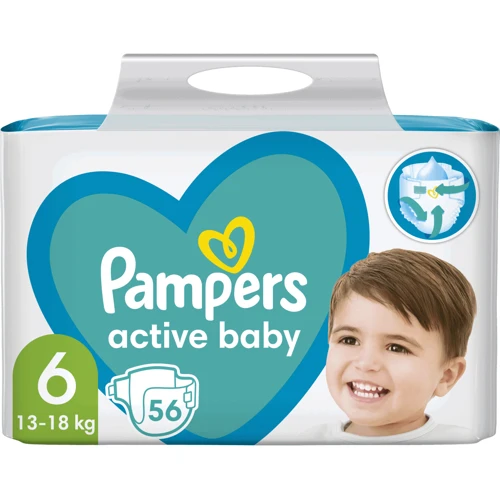 Подгузники Pampers Active Baby Giant Размер 6 (13-18 кг) 56 шт (8001090950130)