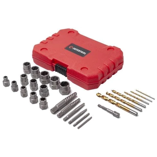 Набір екстракторів та свердлів для пошкоджених болтів та гайок Intertool SD-8009