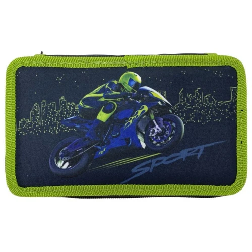 Пенал Class Motobike 3 отделения без наполнения черный (21608C)