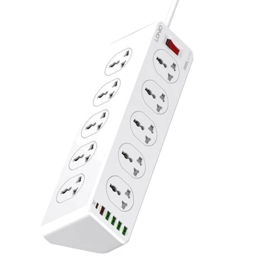 Сетевой фильтр LDNIO SC10610 (10 ports / 1PD / 1QC3.0 / 4 USB / 2m) White: Тип подключения фильтра Евровилка