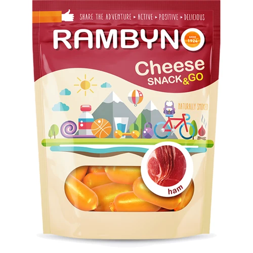 Cыр плавленный копченый Rambyno Snack с ветчиной 75 г (WT1945)
