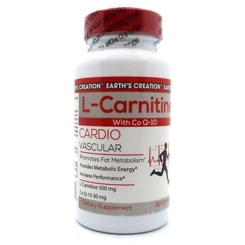 Жиросжигатель Earth‘s Creation L Carnitine 500 mg + Co-Q 10 30 mg 60 caps