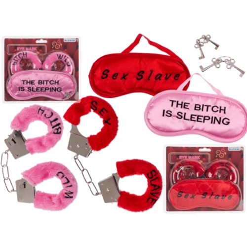 Плюшевые наручники и маска на глаза OOTB Wild Bitch Pink