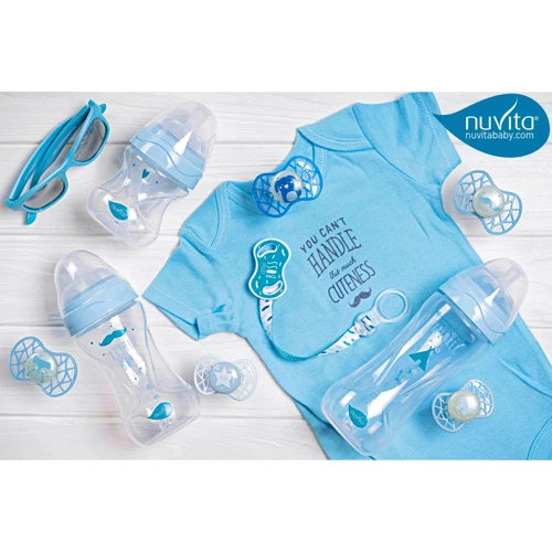 Пустышка Nuvita Air55 Cool симметричная с колпачком 0m+ звезда голубая (NV7065BS) фото 6