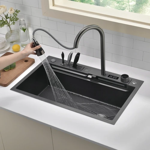 Кухонная мойка Lefton Waterfall Workstation Kitchen Sink Set With Digital Temperature Display & Knife Holder-KS2204: Количество чаш 1