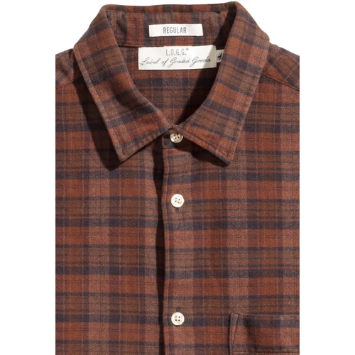 Рубашка H&M 4597495 48 коричневая с длинным рукавом: Тип застежки На пуговицах