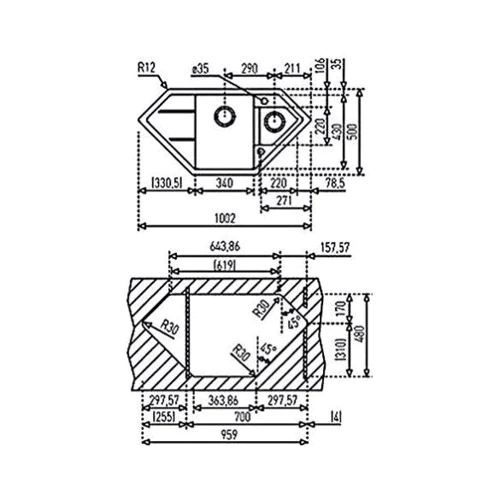 Teka ASTRAL 80 E-TG (40143561): Форма Трапециевидная