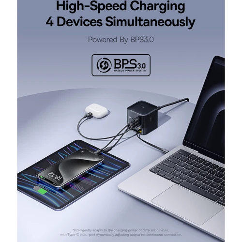Зарядное устройство Baseus Wall Charger 2xUSB-C+USB GaN Retractable-C 100W Black (P10164001123-00) фото 14