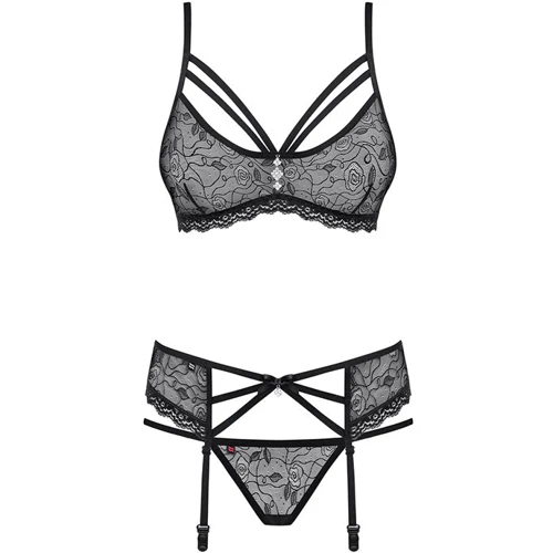 Эротический комплект с поясом для чулок Obsessive 818-SEG-1, L/XL