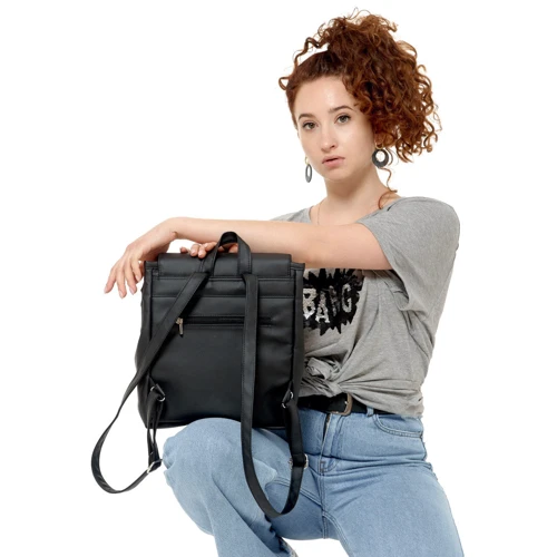 Жіночий рюкзак Sambag Loft MQN чорний (22220001): Тип ручки Короткая ручка, Плечевой ремень