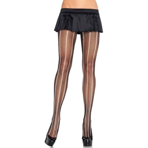Колготки с вертикальными полосками Leg Avenue OS, (черные с белым)