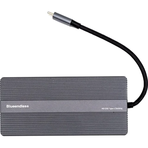 Адаптер Blueendless Adapter USB-C to 2x HDMI+VGA+RJ45+3xUSB+SD+TF+USB-C+PD+3.5mm (CA913886): Колір серый