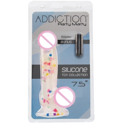 Фаллоимитатор с конфетти ADDICTION - PARTY MARTY - 7.5" - FROST & CONFETTI