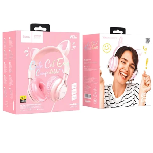 Навушники Hoco W36 Cat Ear 3.5mm Pink: Тип конструкції накладні