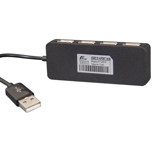 Аксесуар для накопичувача Frime 4хUSB2.0 Hub Black (FH-20010) фото 2