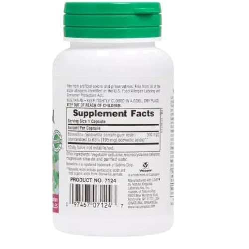 Natures Plus Boswellin Herbal Actives Босвелин 300 мг 60 Вегетарианских Капсул: Форма выпуска Капсулы