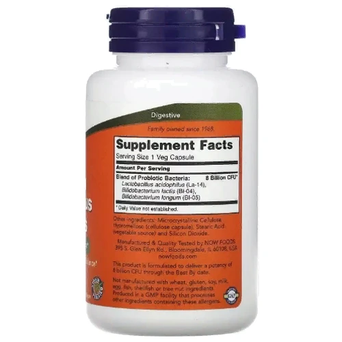 Now Foods 8 Billion Acidophilus And Bifidus Пробиотики 60 веганских капсул: Тип Пробиотики