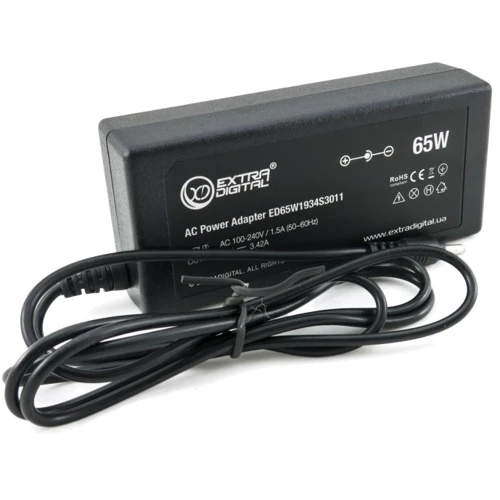 Зарядное устройство Extradigital Acer 19V, 3.42 A, 65W 3.0x1.1 (PSA3832): Мощность 65 Вт