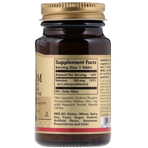 Solgar Selenium, Yeast-Free, Солгар Селен, бездрожжевой 100 mcg, 100 таблеток: Форма выпуска Таблетки