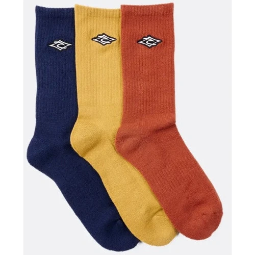 Носки Rip Curl Icons Crew Sock (ICONS CREW SOCK 3-PK) 3 пары - синие, желтые, оранжевые