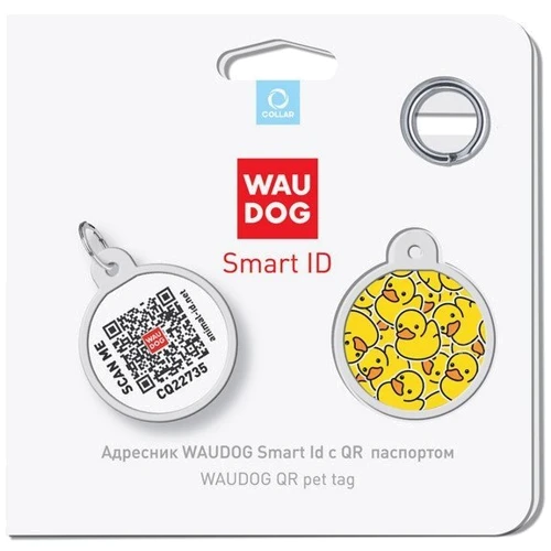 Адресник металевий WAUDOG Smart ID з QR паспортом малюнок Качечки 30 мм (230-0204): Тип Аксессуары к ошейникам