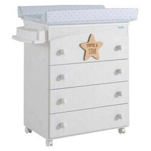 Пеленальный комод с ванночкой Micuna Baby Star White-Natural (B-970 BABY STAR WHITE)