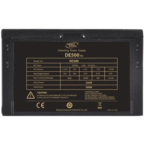 Блок питания Deepcool DE500 V2 (DP-DE500US-PH): Модульные (съемные) кабеля отсутствует