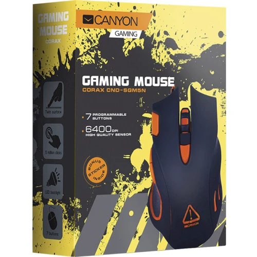 Мишка Canyon Corax CND-SGM5N Black/Orange: Тип сенсора оптичний