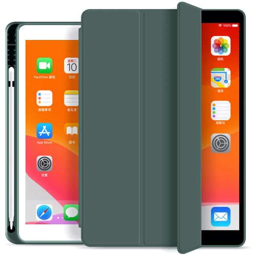 Аксесуар для iPad BeCover Tri Fold Soft TPU з Pencil Mount Dark Green для iPad 10.2 2019-2021/iPad Air 2019/Pro 10.5 (706743)