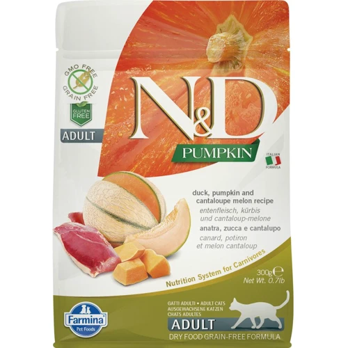 Сухий беззерновий корм Farmina Pumpkin Duck & Cantaloupe Melon для дорослих кішок з качкою та гарбузом 300 г (8010276035356)