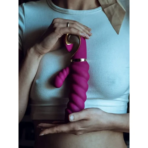 Витой вибратор с клиторальным стимулятором Gvibe Gcandy Purple