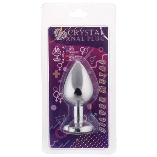 Анальная пробка, Silver Heart Pink-Rhodolite, M
