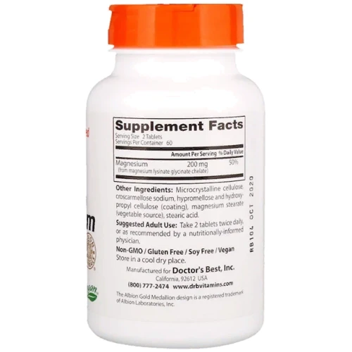 Doctor's Best, High Absorption Magnesium 100% Chelated with Albion Minerals, 100 mg, 120 Tablets (DRB-00025): Тип магній