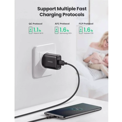 Зарядное устройство Ugreen Wall Charger USB CD122 18W Black (70273): Кабель в комплекте отсутствует