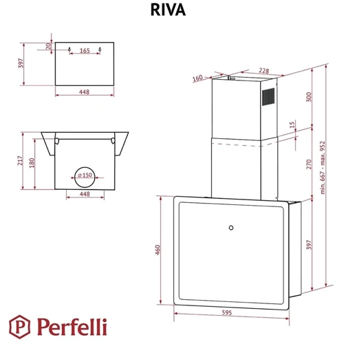 Вытяжка Perfelli Riva Nero: Тип воздухоочистителя Рециркуляция, Отвод